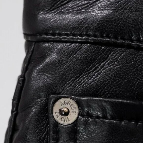 AGOLDE Leather Blend Black Straight Leg Pants - Picture 5 of 11